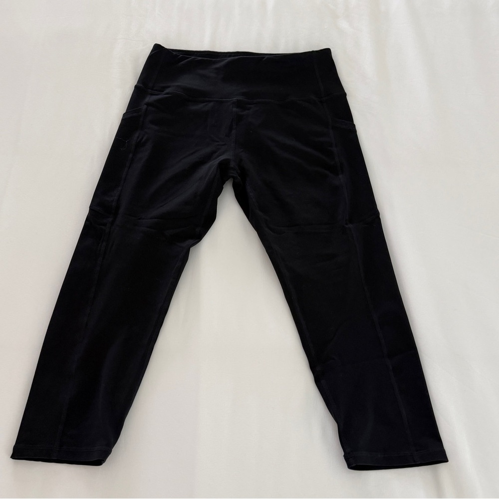 Stelle Women’s High Rise Capri Yoga Leggings Black Size L with Pockets